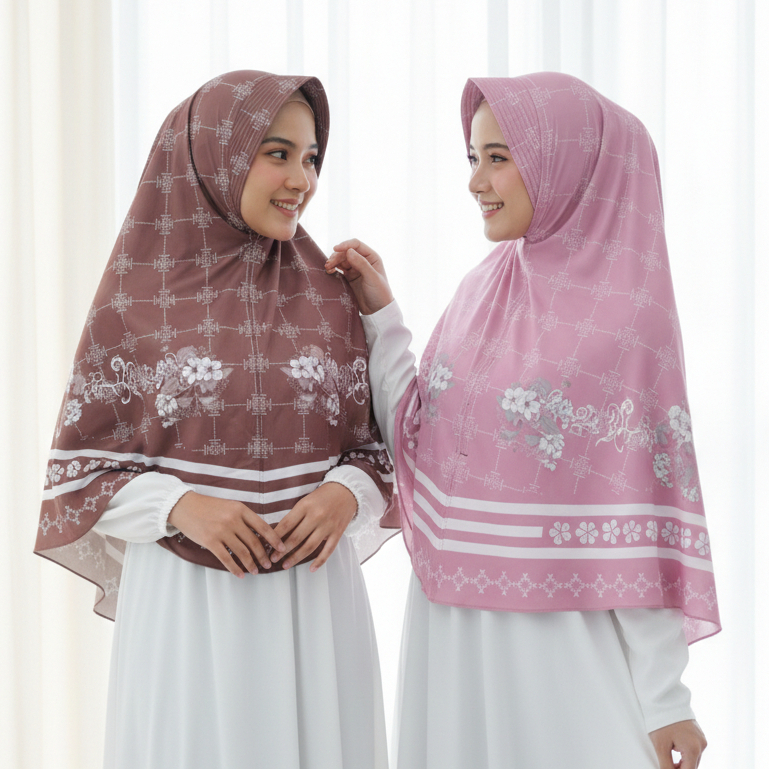 Bergo Jumbo Motif | Jilbab Instant Daily | Hijab Syari Terbaru