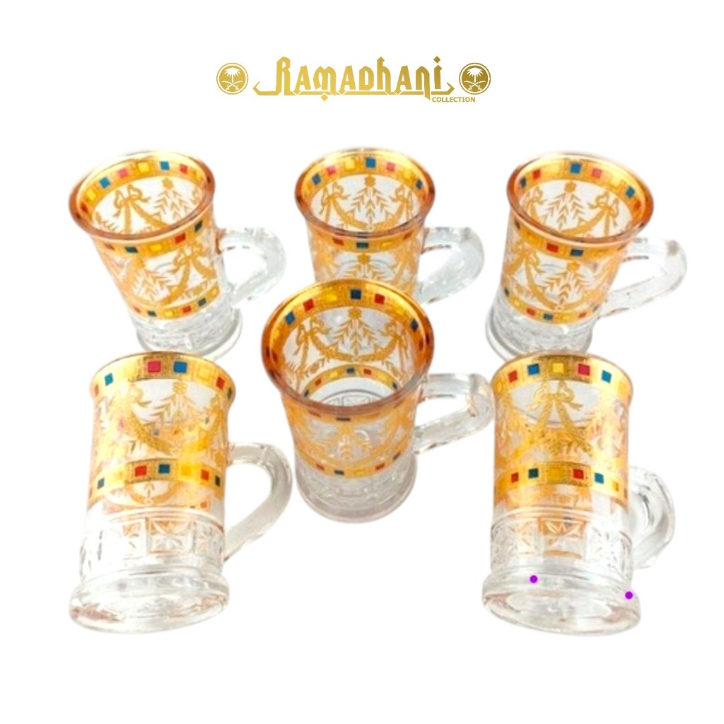 Gelas sahi tea set gelas arab timur tengah tanpa tatakan @6 pcs
