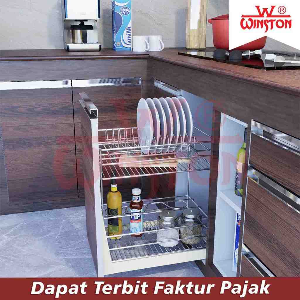 PROMO  Rak Tarik Stainless Winston WW 010 F for Kitchen Set Kabinet Rak Bumbu Dapur Stainless Steel 