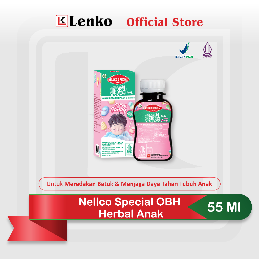 Nellco OBH Herbal Anak Rasa Cotton Candy 55ml | Meringankan Batuk dan Flu