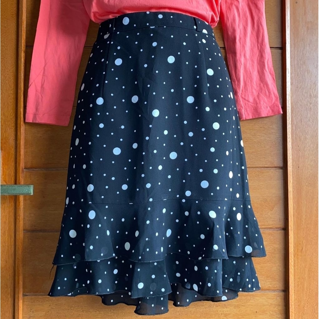 Rok Polkadot Hitam Umpak Semi Duyung (Preloved) Baca Deskripsi *H1*