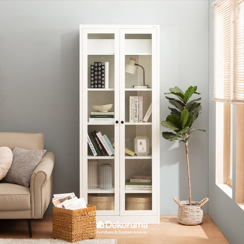 Dekoruma LUGA Rak Buku Besi 2 Pintu Kaca / Rak Buku 2 Pintu Kaca / Shelf Buku Besi - Putih