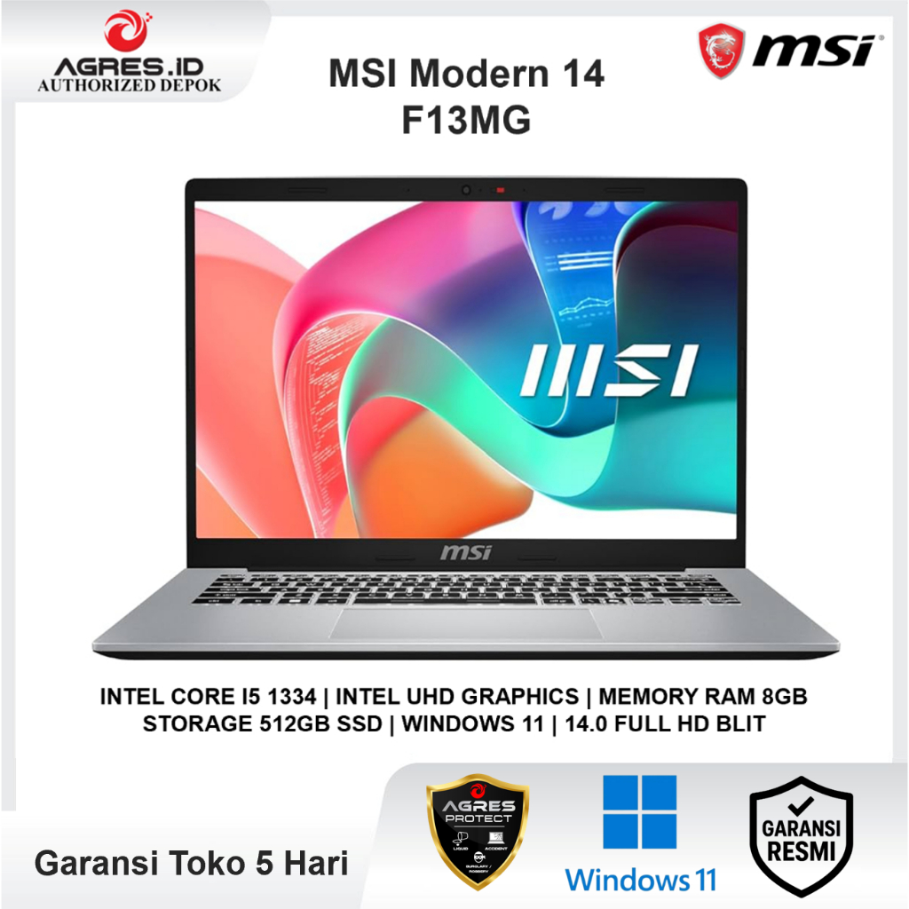 Laptop MSI Modern 14 I5 1334 8GB 512GB Win 11 14.0 Full HD BLIT