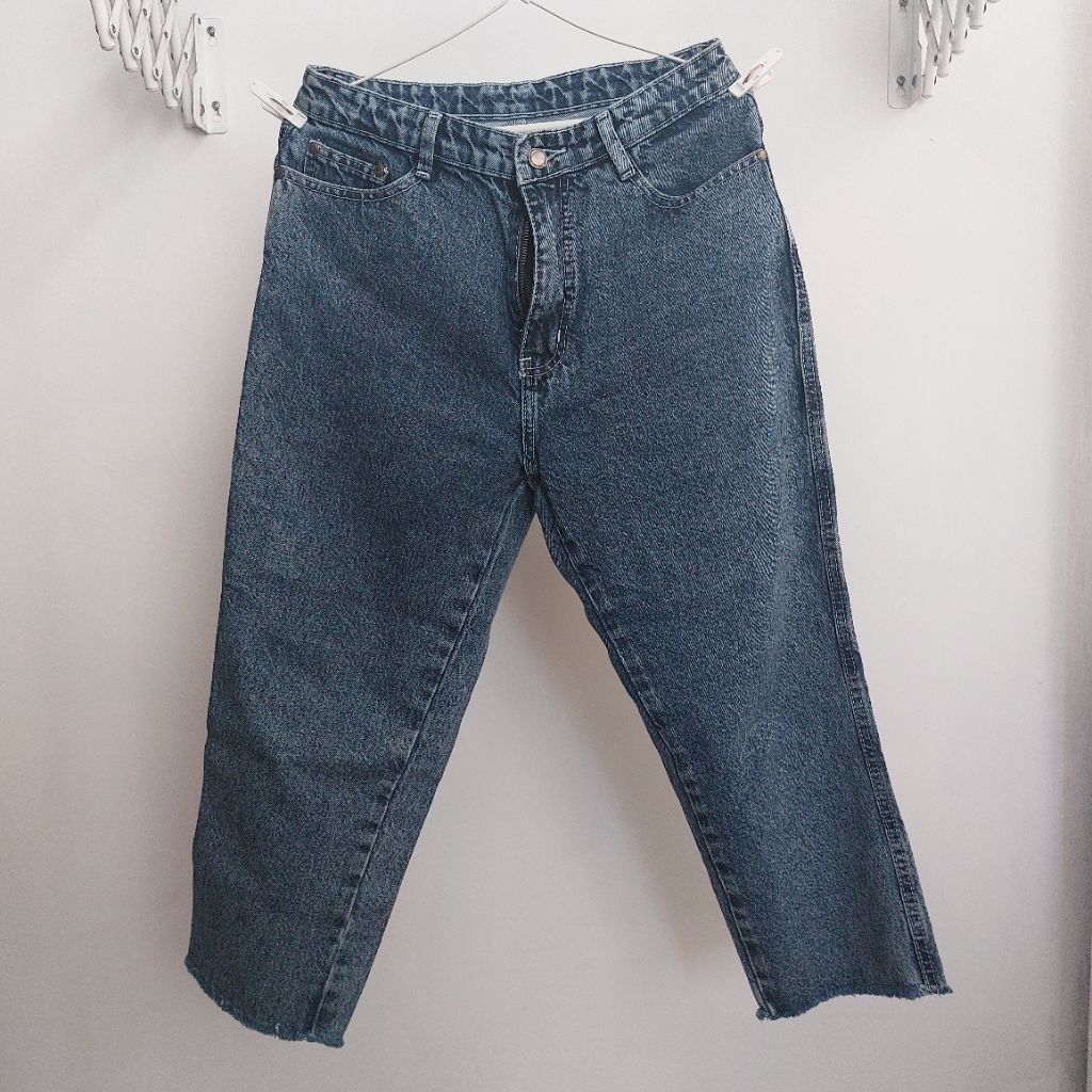 Preloved JNSO Unfinished Boyfriend Jeans - Blue Acid | Celana Jeans Wanita Boyfriend 7/8