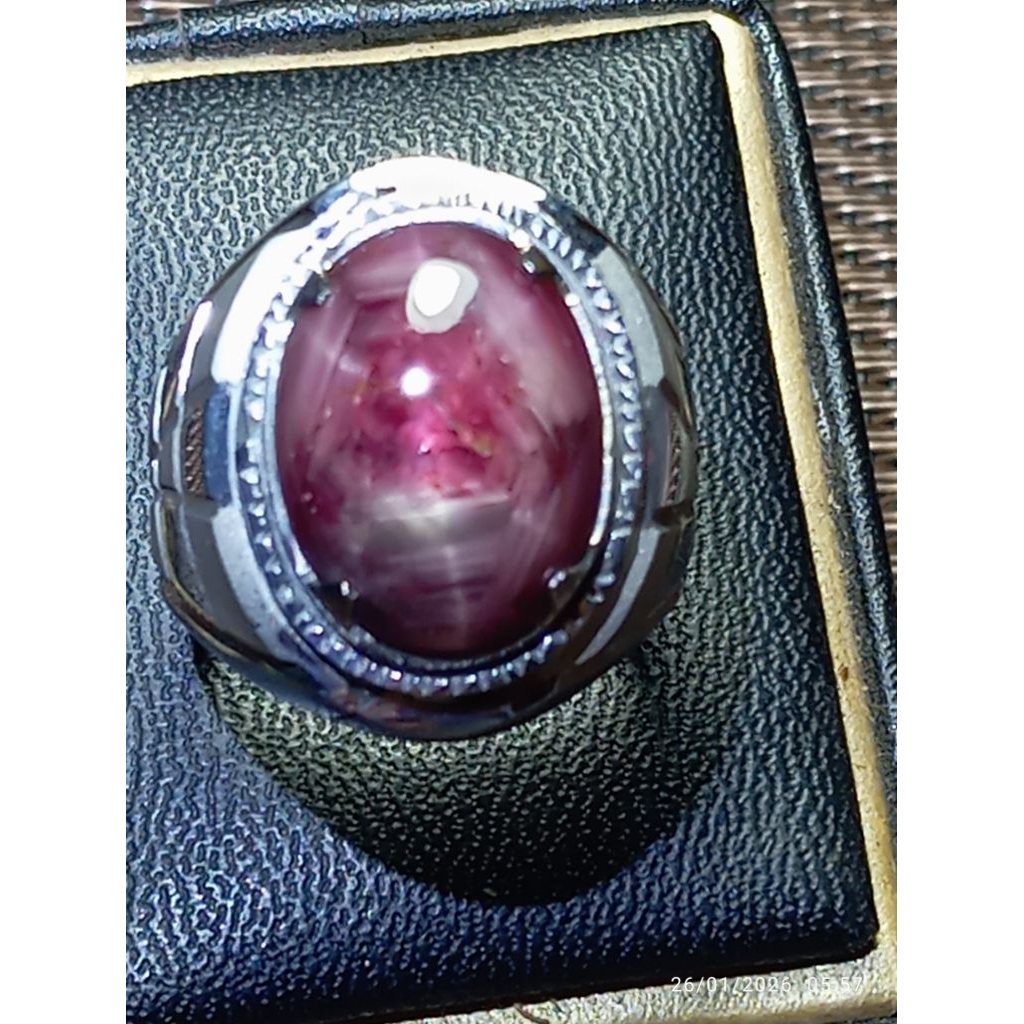 Cincin Mata Batu Natural Ruby Star Fatwa Unik Jumbo Top Colour Big Size Premium (Kolektor Item)