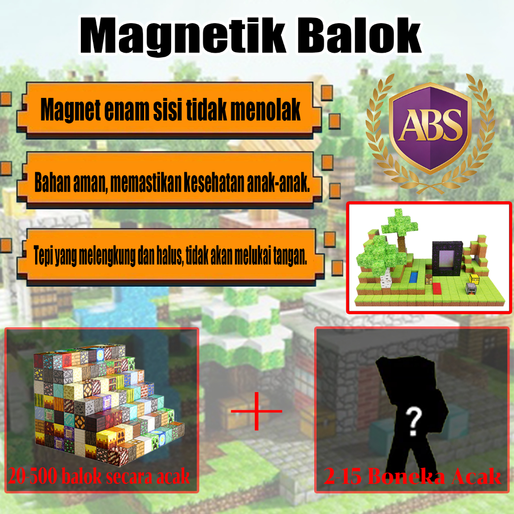 Mainan Edukatif Anak Magnetik 3D Building Blocks/Blok Bangunan Puzzle Magnet Susun Karakter Petualangan