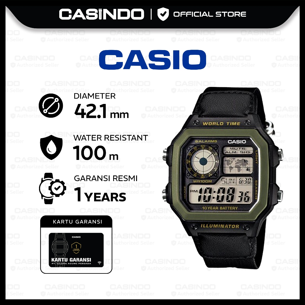 CASIO Jam Tangan Pria Digital AE-1200WHB-1BVDF