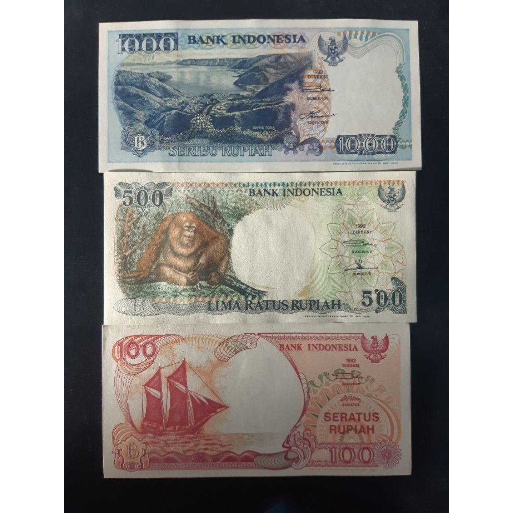 Koleksi Uang Kuno Paket Mini Tahun 1992 ( 100rp, 500rp, 1000rp )  3 Lembar