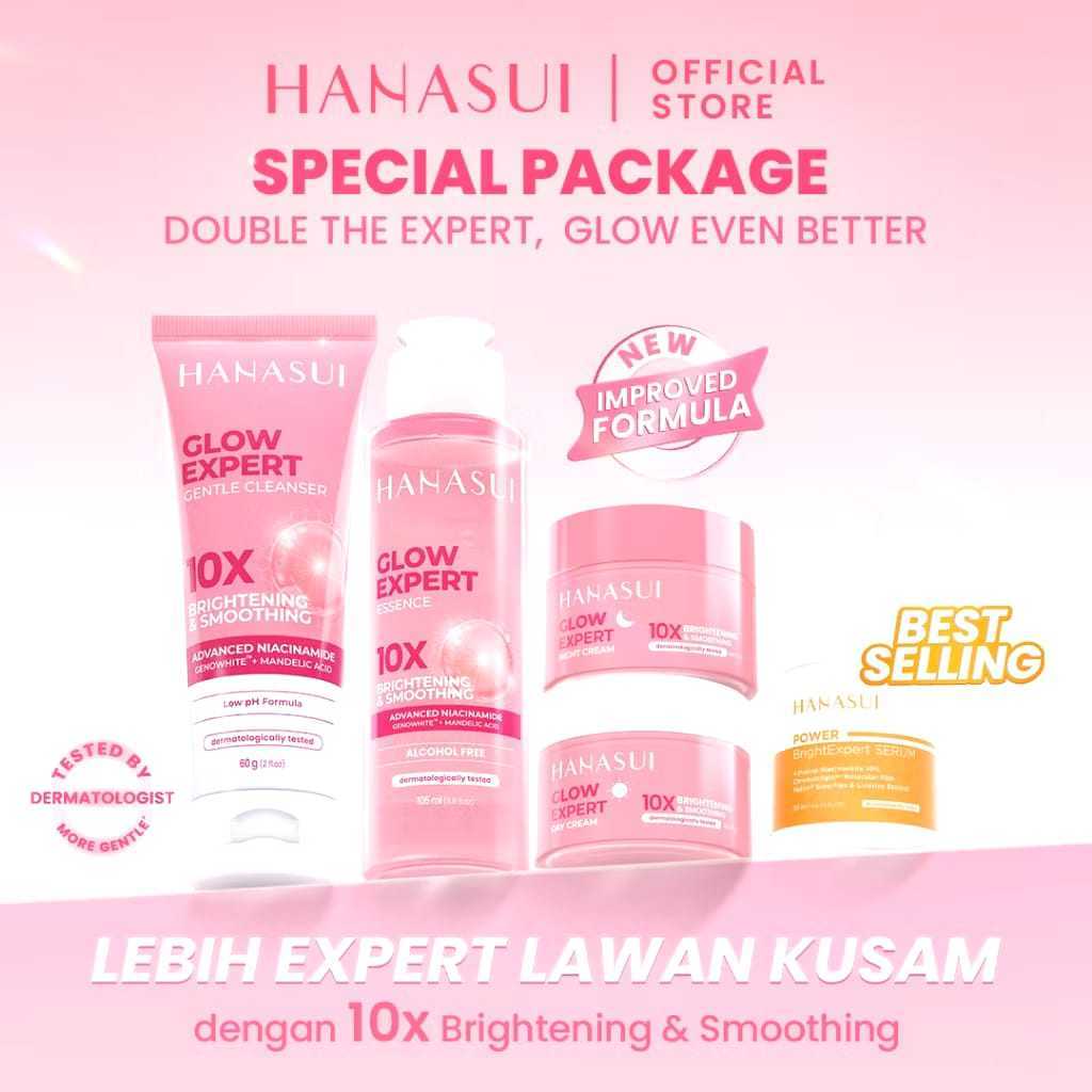 PAKET HANASUI FLAWLESS GLOWING 10 SKINCARE GLOWING SERUM POWER SERIES