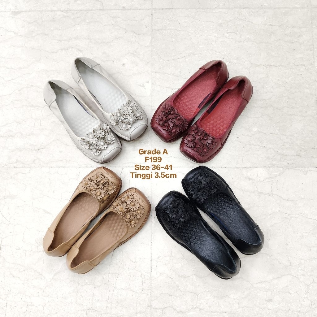 GRADE A / F199 / SEPATU WANITA / KULIT SAPI / WEDGES / IMPORT