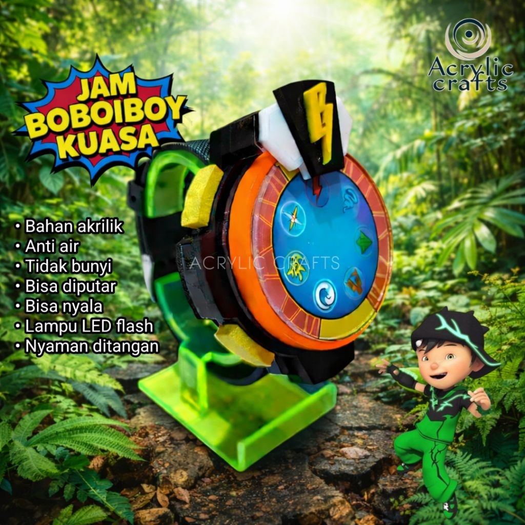 Mainan Jam Anak Laki Laki Desain Sporty Bisa Nyala Tidak Bunyi Karakter Boboiboy
