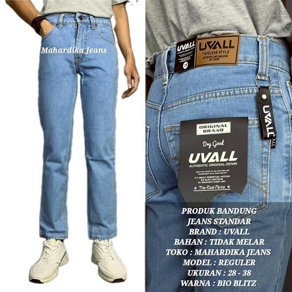 UVALL - Celana Jeans Panjang Pria Standar Reguler