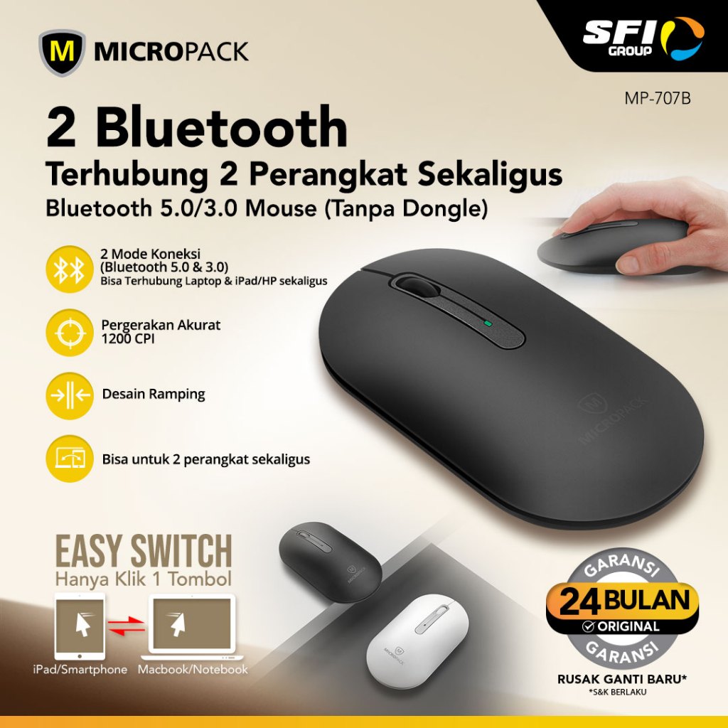 Mouse MicroPack MP-707B Wireless Bluetooth 5.0/3.0 Slim Inspire 2
