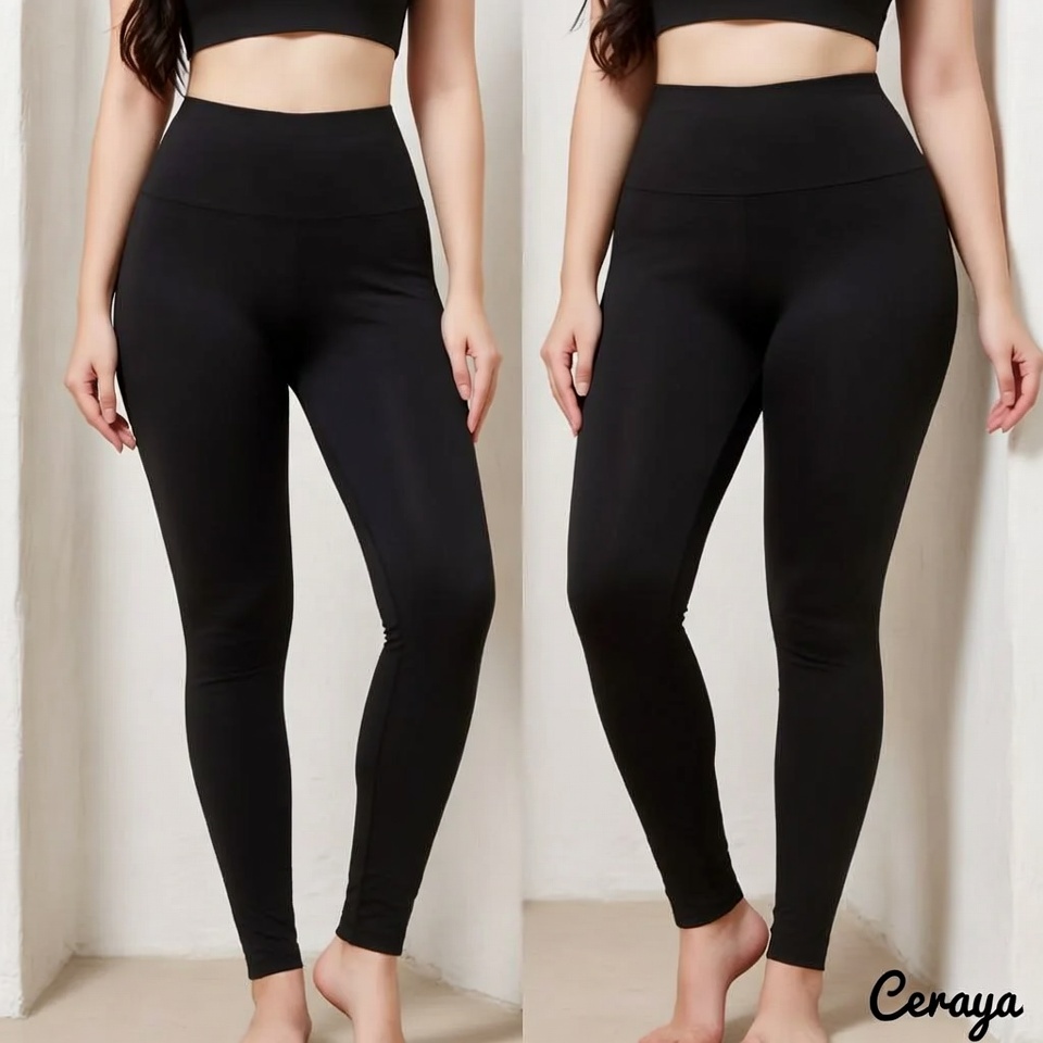 Legging Panjang Wanita Tebal Polos Anti Tembus Pandang Pinggang Tinggi Jumbo Adem Super Elastis