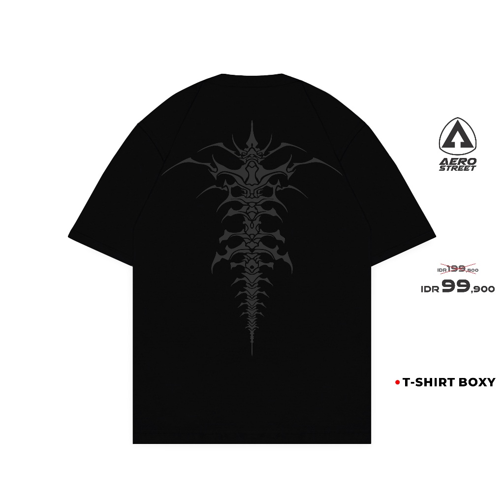 Baju Kaos Aerostreet Core Kaos Pria Boxy Fit Hitam T-shirt Cowok Men Casual Cotton Combed Premium Ti