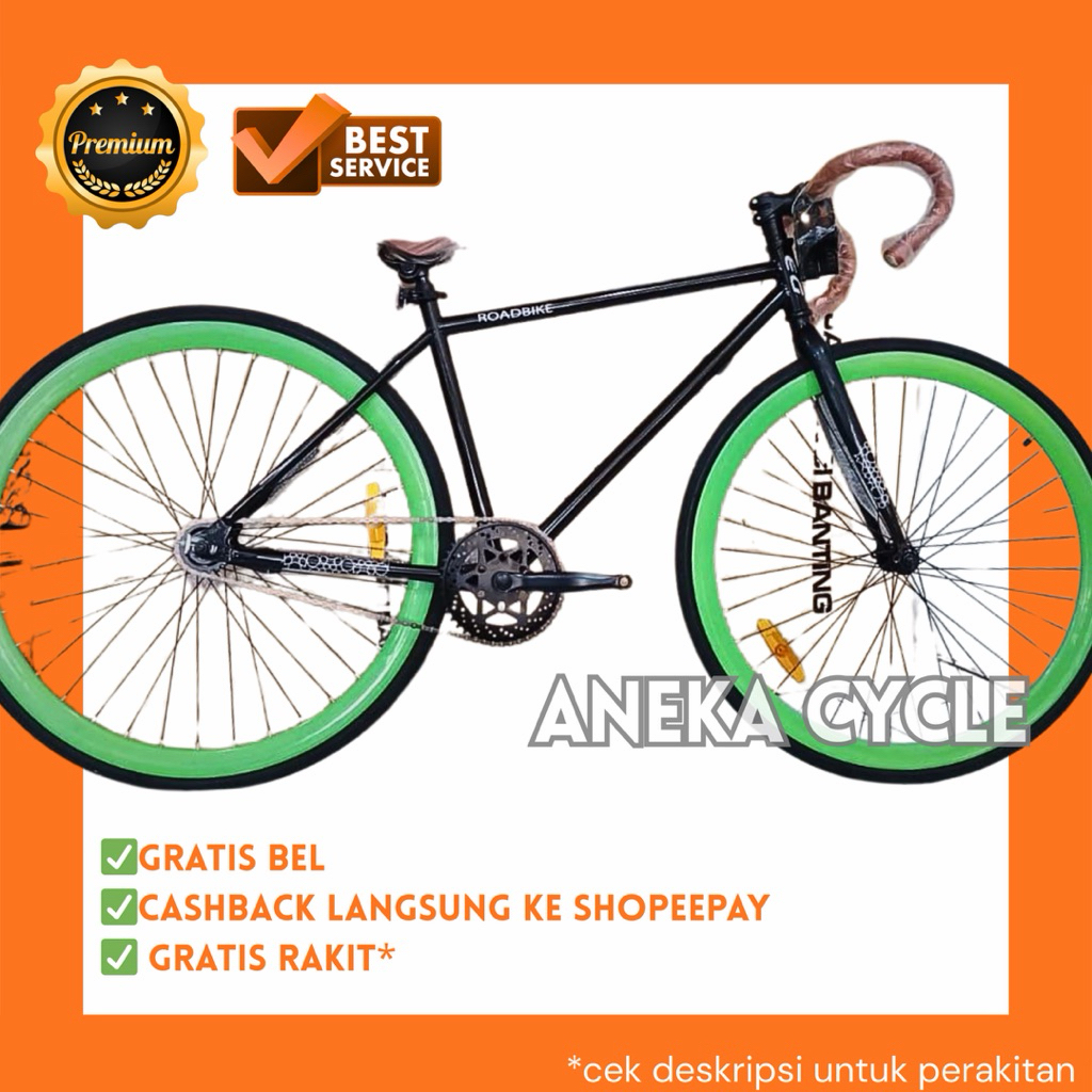Sepeda Fixie Evergreen Torpedo Frame Besi 700x28C