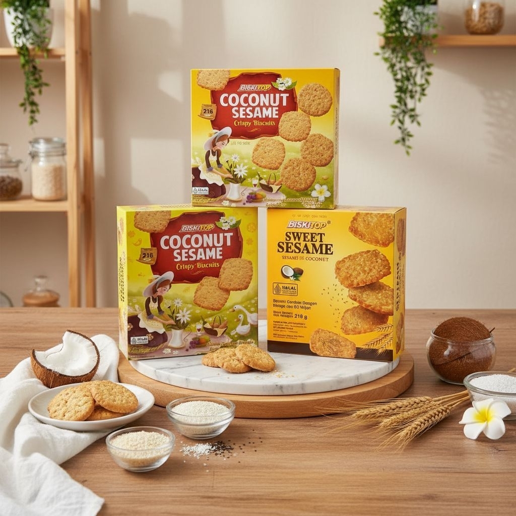 Biskitop Sweet sesame (satuan) - Coconut sesame - Biskuit parcel - Biskuit Box