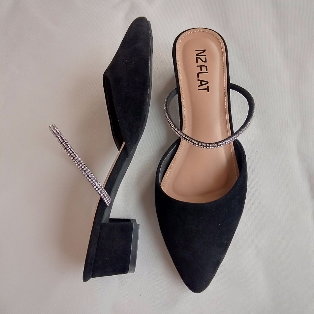Heels bludru pesta wanita 3cm