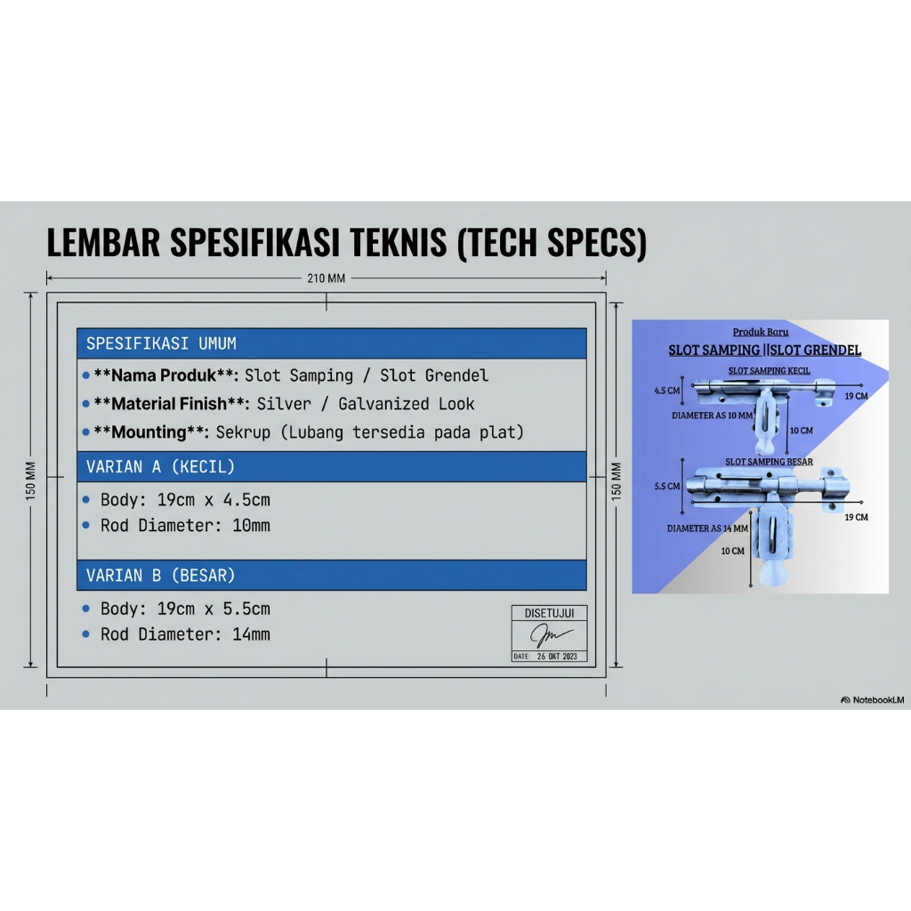 Slot pintu samping besar/Grendel besar untuk pintu kayu dan besi