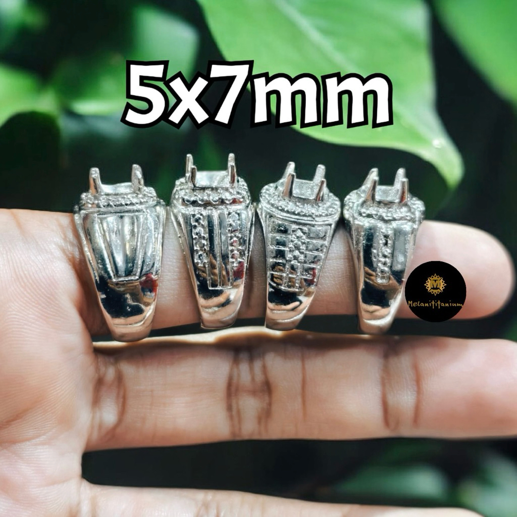 Ikatan Cincin Alpaka Gigi 5x7mm/6mm(Bulat) untuk Batu Oval/Lipan