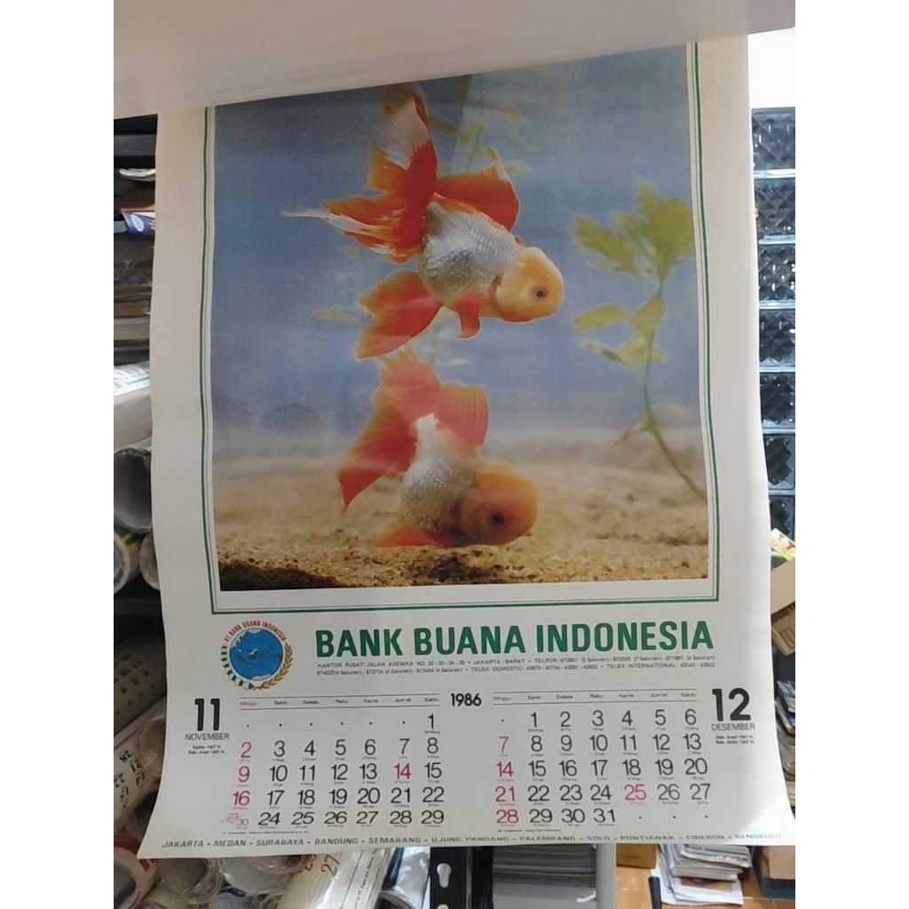 KOLEKSI KALENDER LAMA KALENDER JADUL KALENDER TAHUN 1986 BANK BUANA INDONESIA