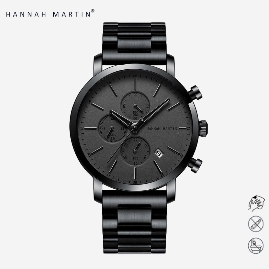 HANNAH MARTIN 109-HH 109-YH Jam Tangan Pria Crhono Original Stainless Steel