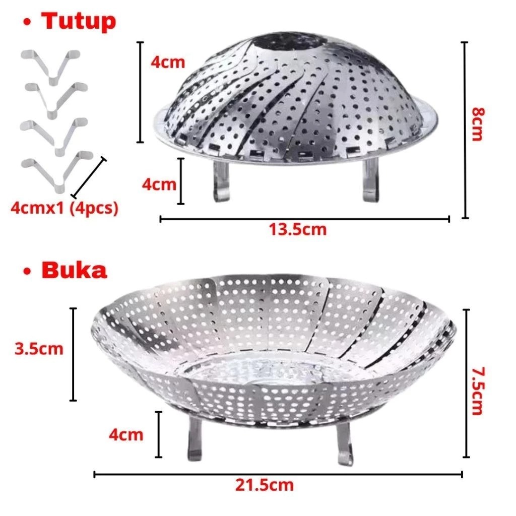ALAT KUKUS LIPAT STEAMER LOTUS KUKUSAN TERATAI MULTIFUNGSI SERBAGUNA STAINLESS STEEL