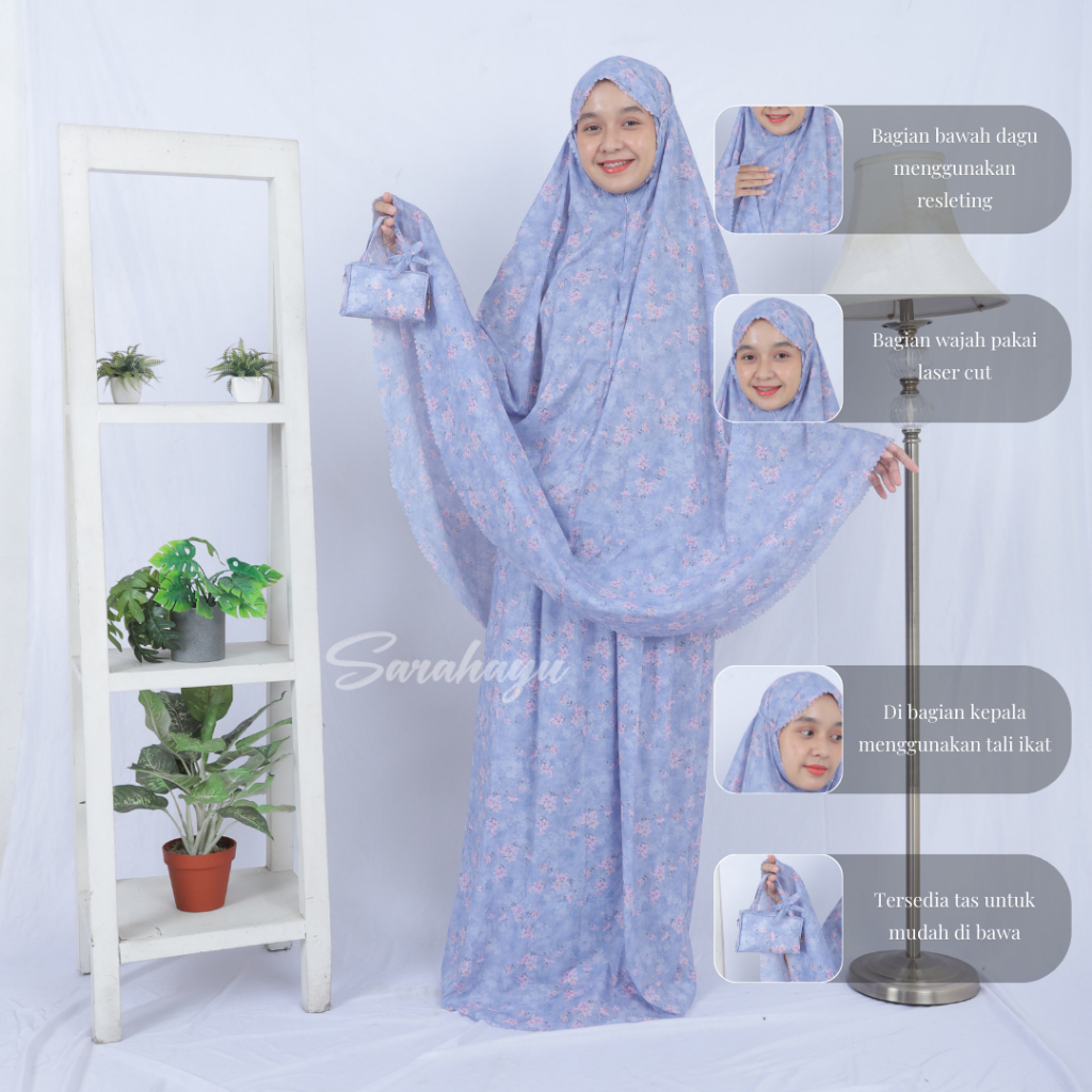 Mukena Mini Traveling Parasut Korea Premium Motif Tas Dior | 2in1 Set Mukena Free Sajadah