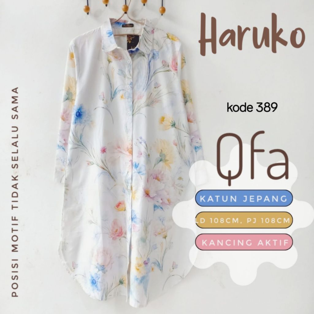 LONG TUNIK BAHAN KATUN JEPANG HALUS HARUKO TEBEL LEMBUT BISA SERAGAMAN