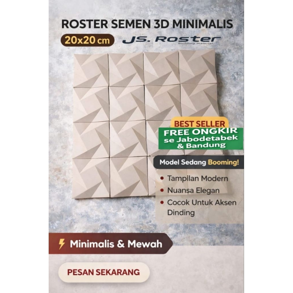 Panel Beton 3D Tempel | Roster Dinding Beton 3D | Wall Panel Estetik”.