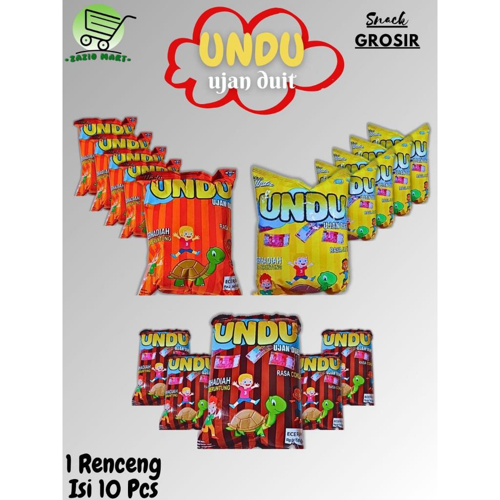 (Zazio Mart) UNDU UJAN DUIT CHIKI EKSTRUDAT SNACK BERHADIAH 12gr x 10 Pcs