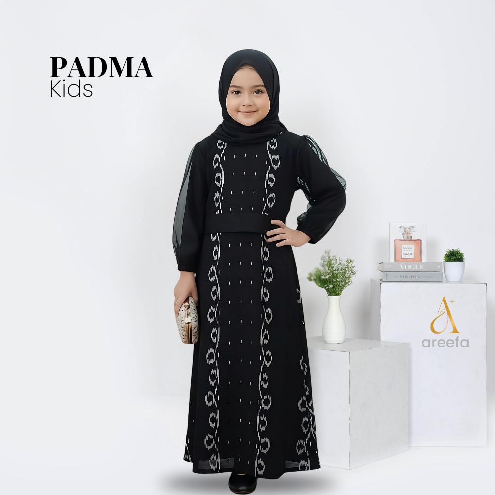 Areefa - PADMA Dress Gamis Kids Anak Perempuan Tenun Etnik Kombinasi Katun Premium Bayi Balita Mewah