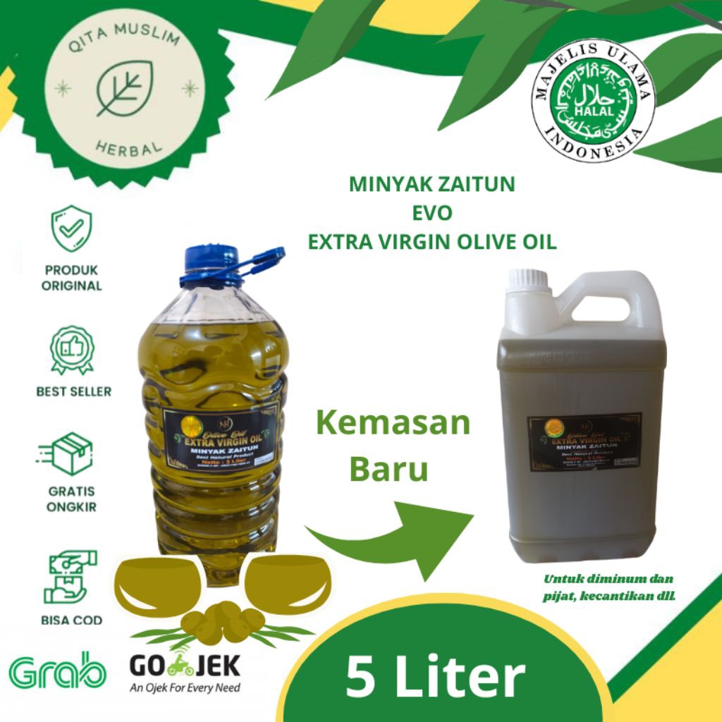 MINYAK ZAITUN EVO 5 LITER MINYAK ZAITUN EXTRA VIRGIN OIL KEMASAN 5 LITER