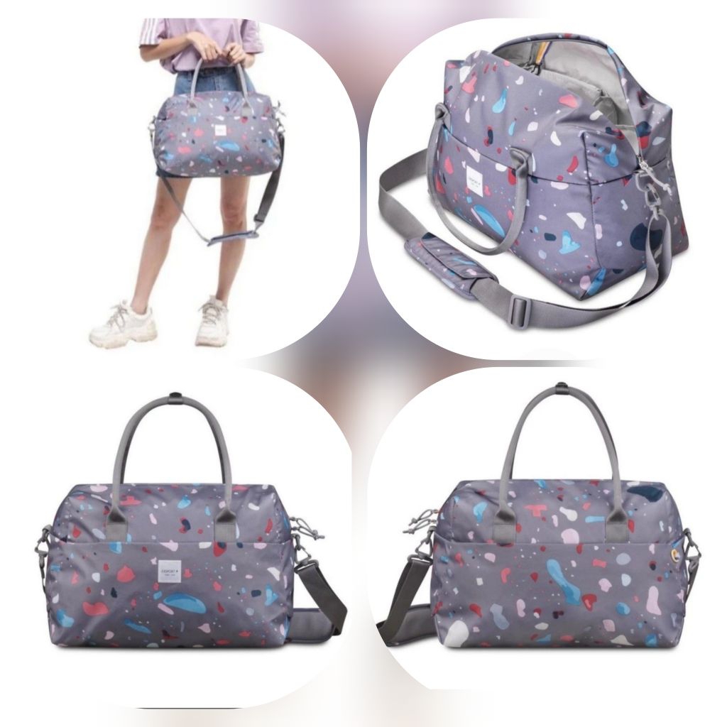 Preloved Exsport Majestic Medium Shoulder Duffle Bag - Grey Terrazo