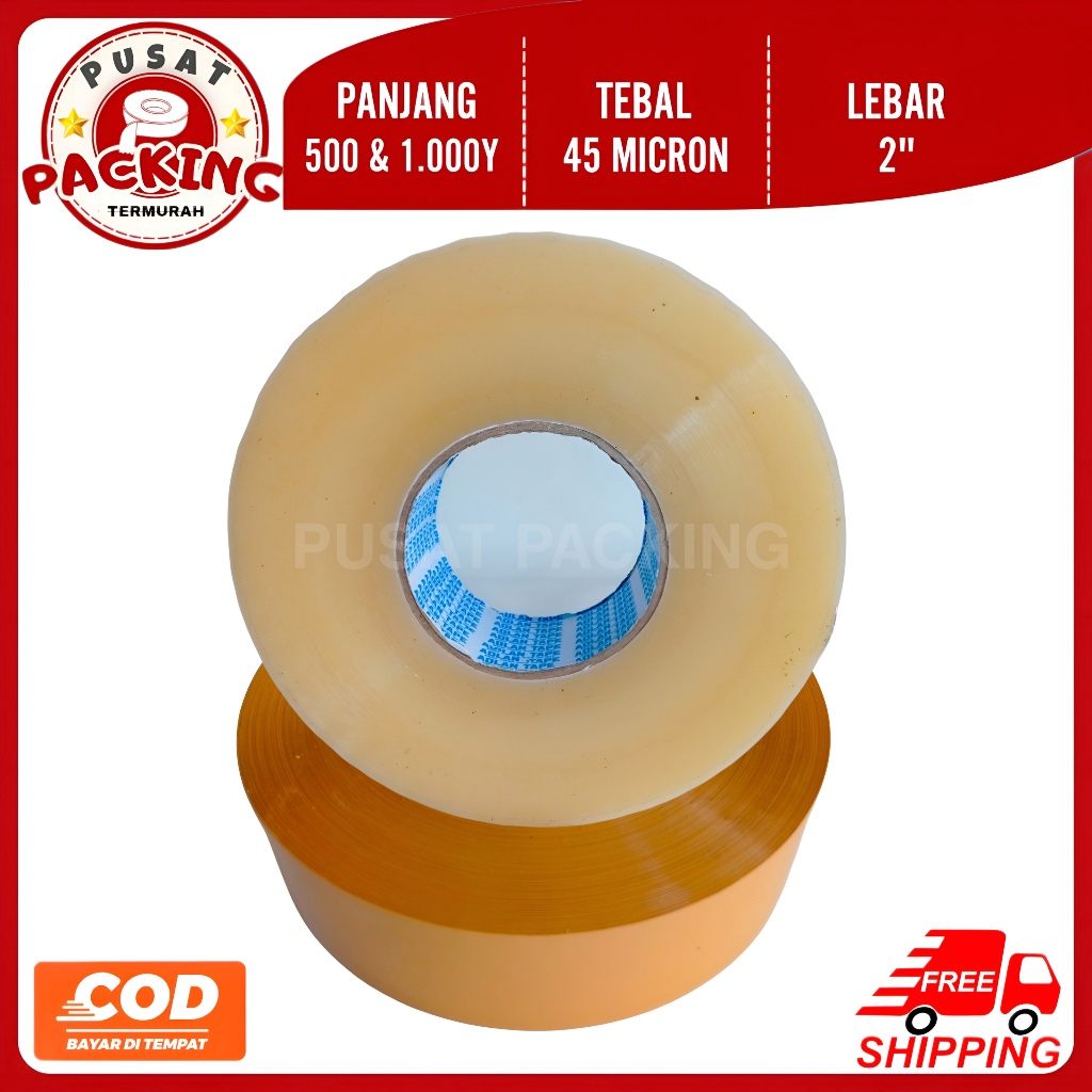 LAKBAN BENING COKLAT JUMBO 500 YARD, 1000 YARD X 48MM 2 INCH ECONOMIS