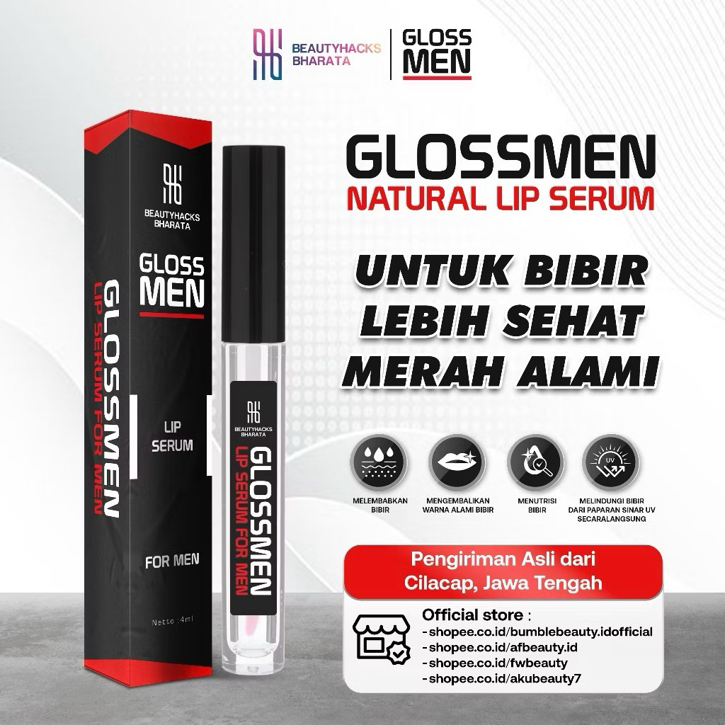 Pemerah Bibir Pria  Pencerah Bibir Pria Alami GlossMen Lip Serum Pelembap Bibir Official Beautyhacks