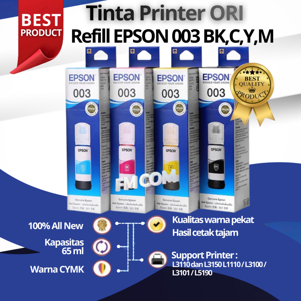 Tinta Epson 003 Untuk Printer Epson L3150 L3110 L1110 L3210 L3100 L5190 L3120