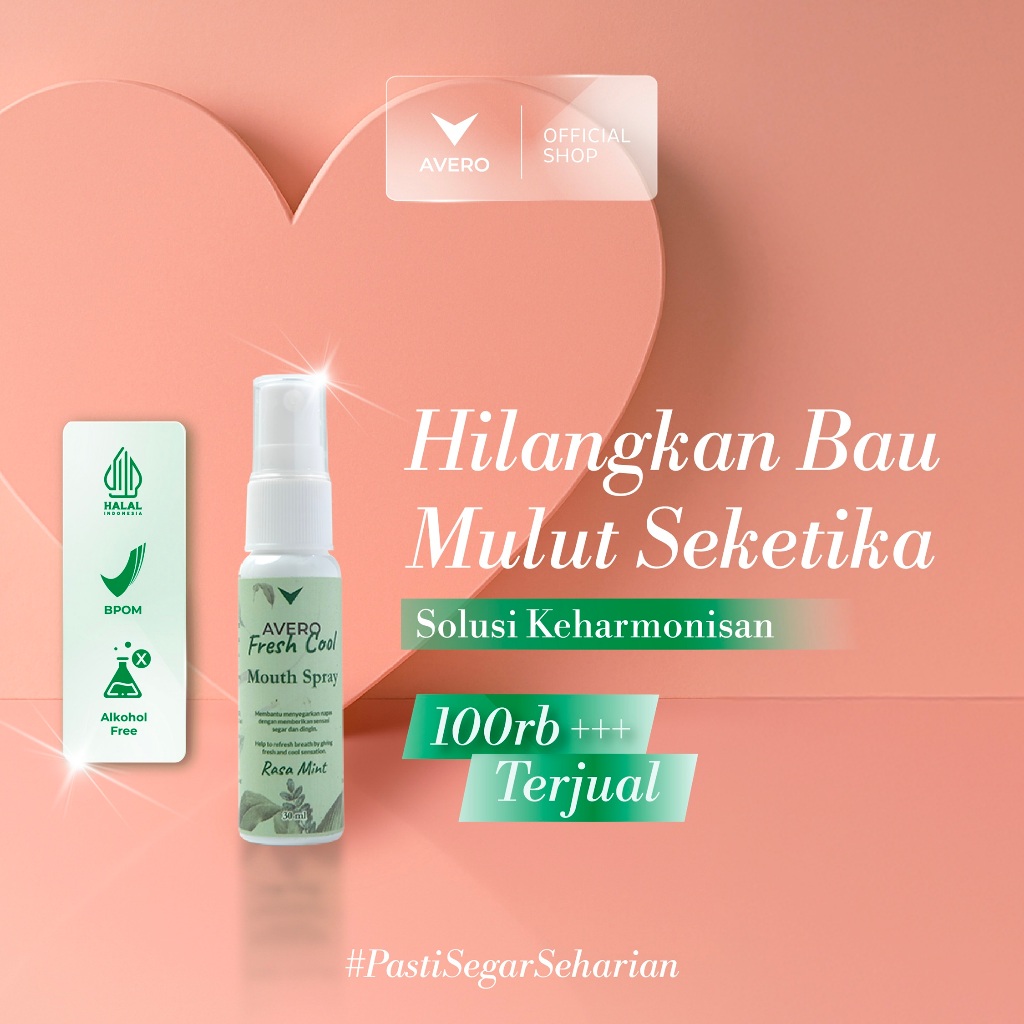 Avero Fresh Cool Mouth Spray BPOM dan Halal Parfum Mulut, Pengharum Mulut & Penyegar Mulut 30ml
