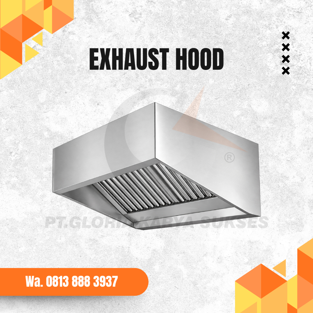 Exhaust Hood Stainless Steel Wall Type 100cm Dengan Grease Trap dan Lampu
