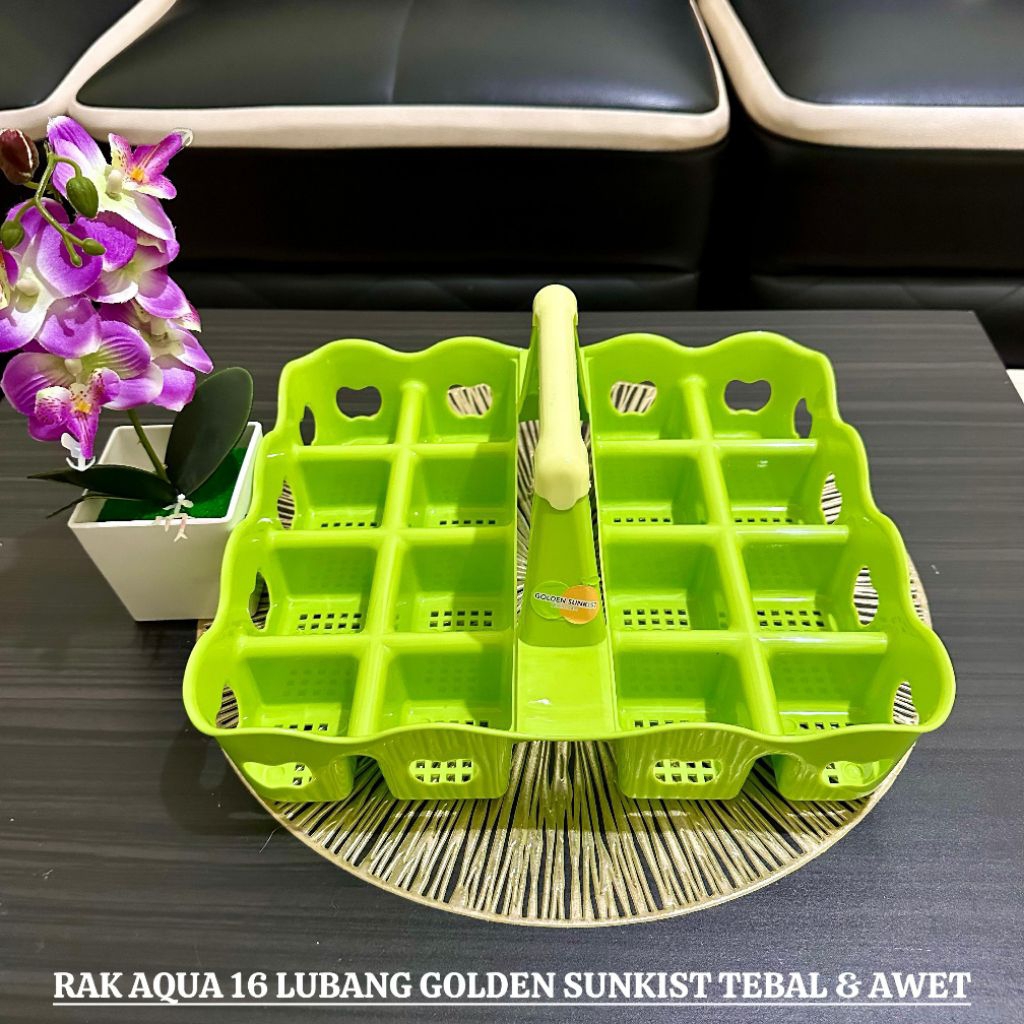 Rak Aqua Plastik GOLDEN SUNKIST 16 Lubang - Wadah Penyimpan Aqua Isi 16 Slot - Baki Aqua Gelas Isi 1