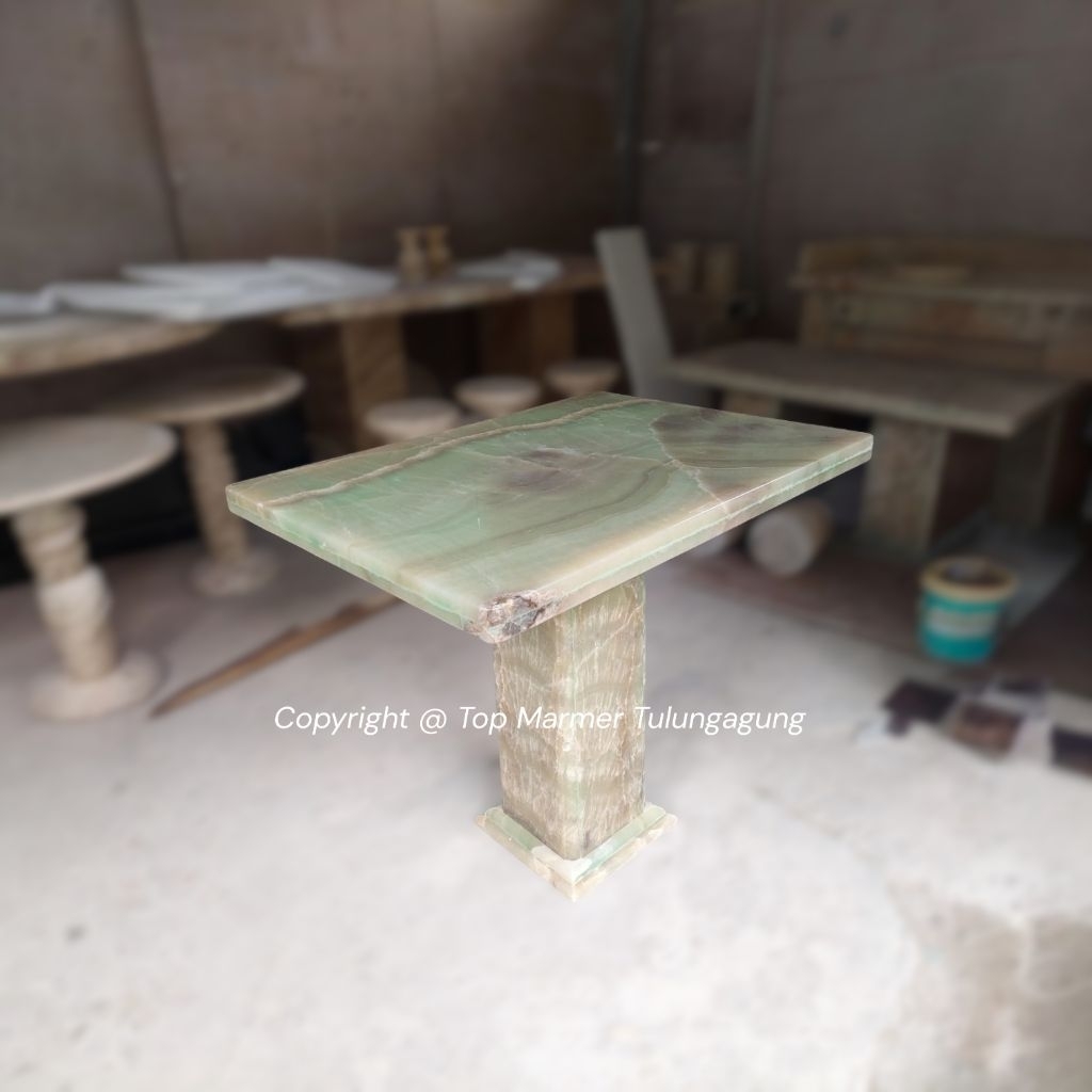 Meja Console Batu Onyx 60x80 | Meja Konsol TV Marmer | Meja Teras Marmer | Meja TV Marmer