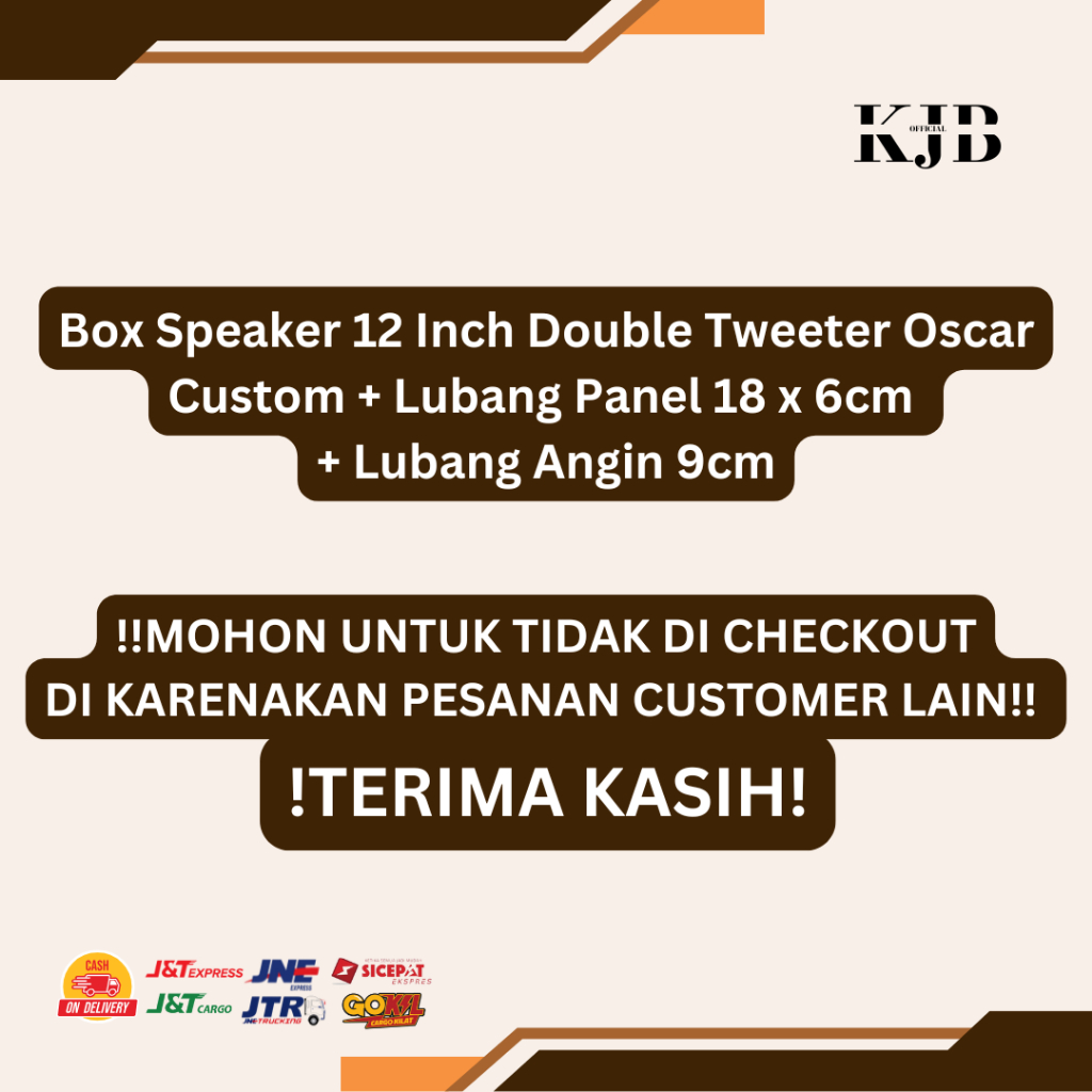 Box Speaker 12 Inch Double Tweeter Oscar Custom + Lubang Panel 18 x 6cm + Lubang Angin 9cm (2 Box)