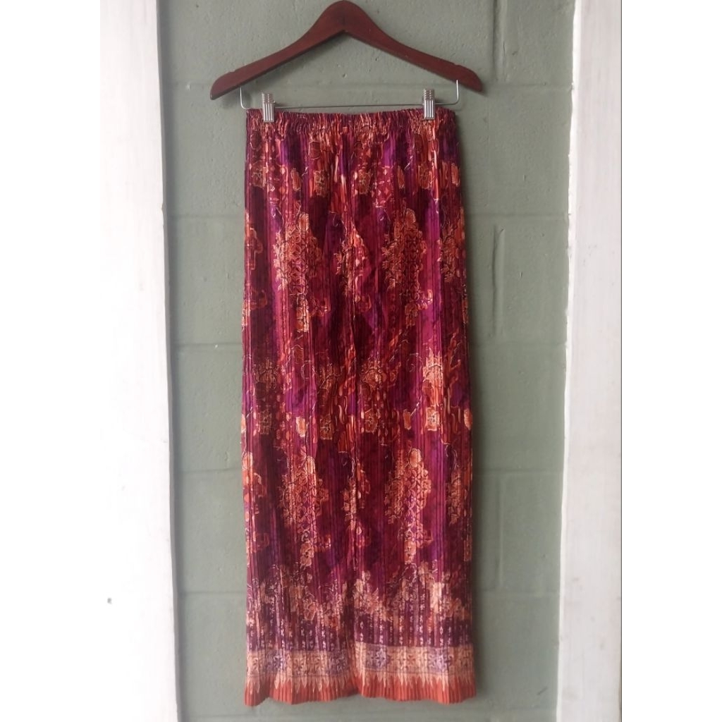 rok span panjang batik plisket karet preloved