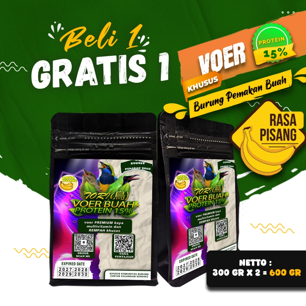 BELI 1 GRATIS 1 MAKANAN BURUNG KHUSUS PEMAKAN BUAH | MAKANAN BURURNG | VOER KHUSUS BURUNG PEMAKAN BU