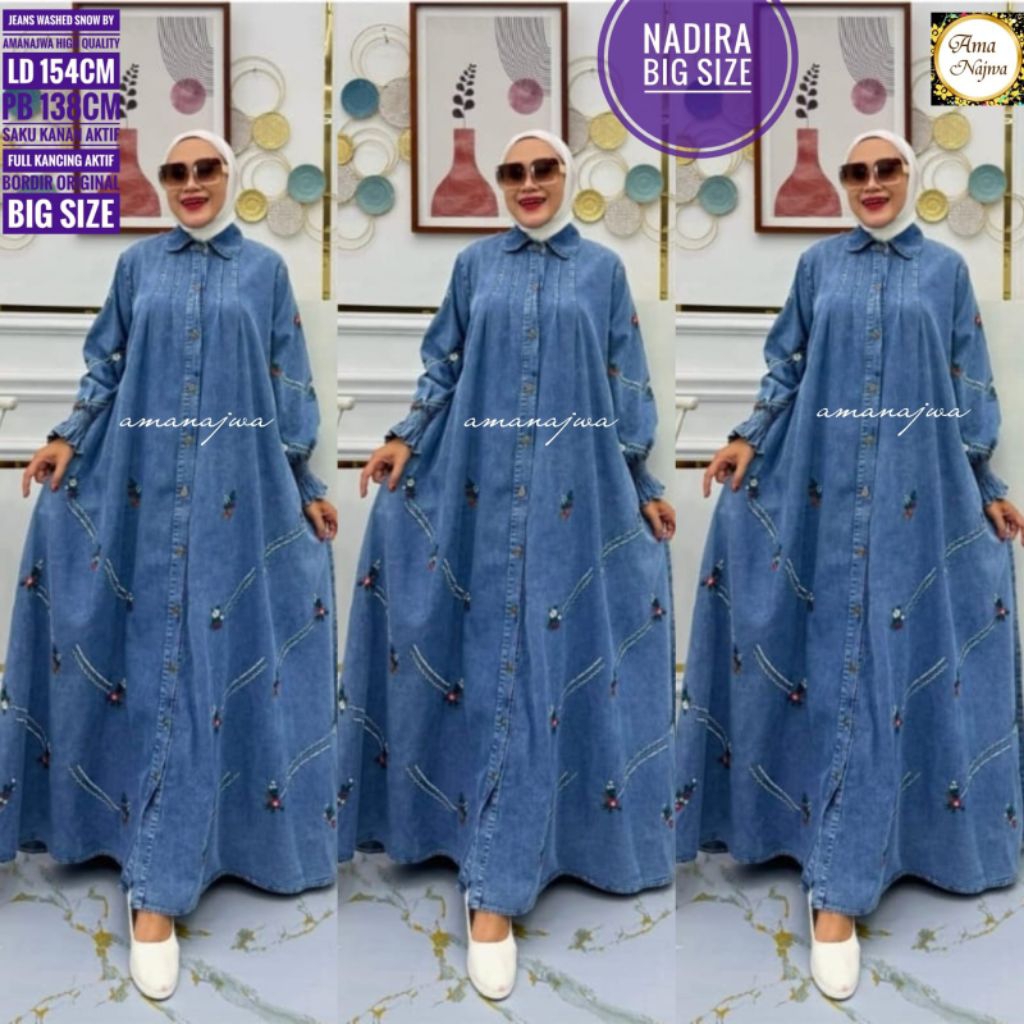 NADIRA BIGSIZE/GAMIS SUPER JUMBO BORDIR LD130 DAN LD154CM•bisa cod
