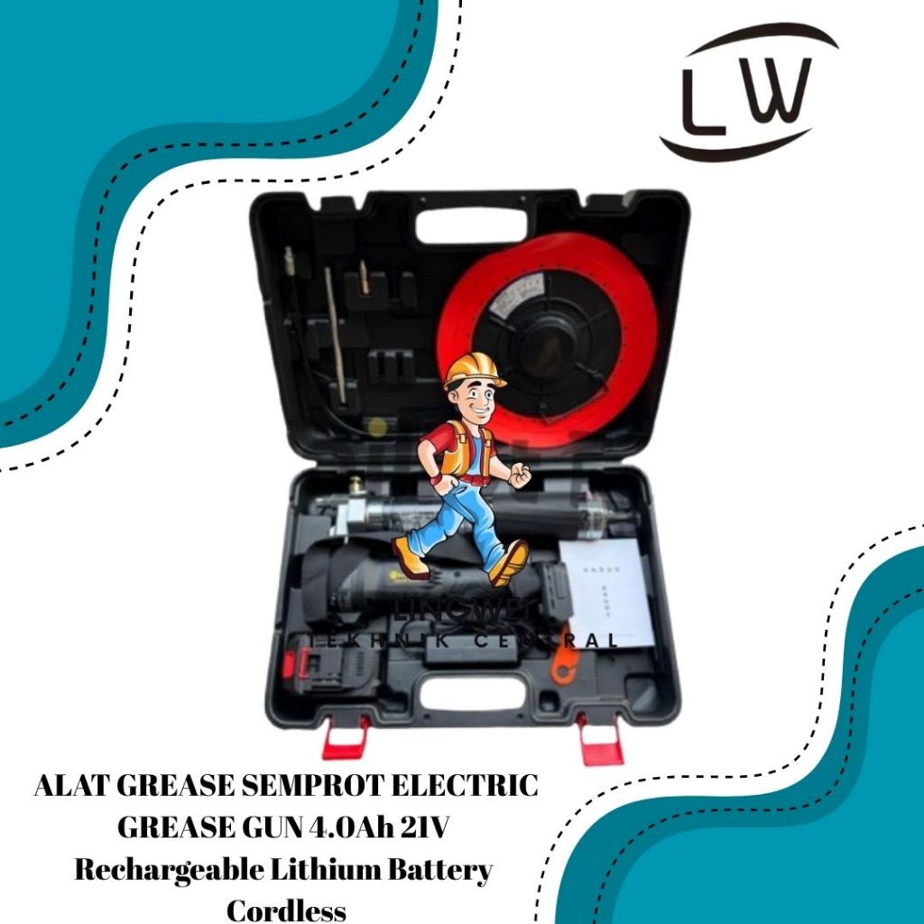 ALAT GREASE SEMPROT ELECTRIC GREASE GUN 4.0Ah 21V Rechargeable Lithium Battery Cordless