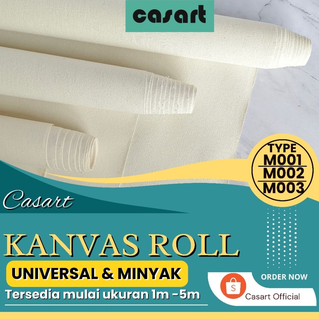 Kain Kanvas Lukis Roll - Kanvas Roll - CASART Siap Pakai M001 M002 M003
