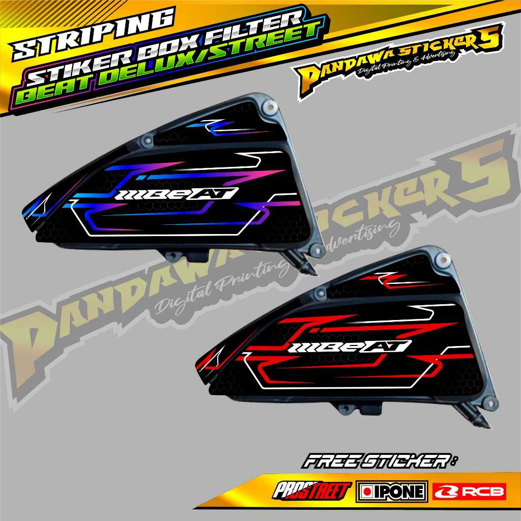 STICKER BOX FILTER BEAT DELUXE - STREET / STRIPING PELINDUNG BOX FILTER BEAT DELUXE - BEAT STREET