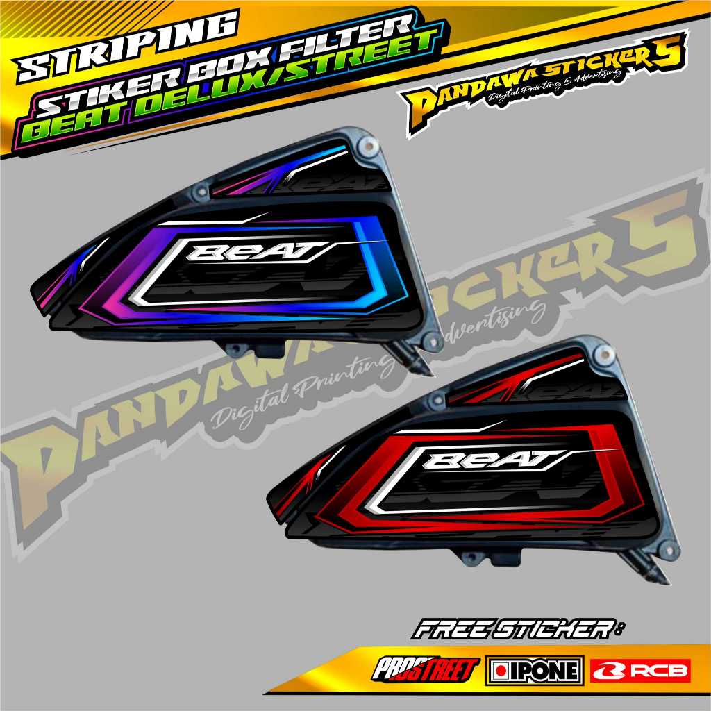 STICKER BOX FILTER BEAT DELUXE - STREET / STRIPING PELINDUNG BOX FILTER BEAT DELUXE - BEAT STREET