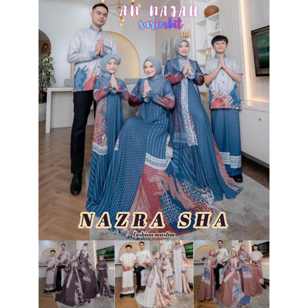 (p1a) TURKIS | AN NAJAH RAYA FAMSET SARIMBIT BY HALIZA SYARI-H2R Style | Ori Baju set Gamis Syari Mu